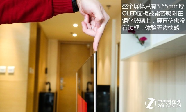 颠覆性的将OLED面板吸附于透明钢化玻璃上