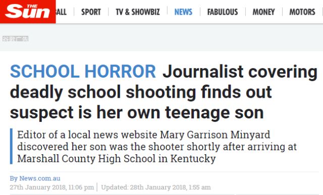 美国女记者报道校园枪击案 发现嫌疑人是自己儿子