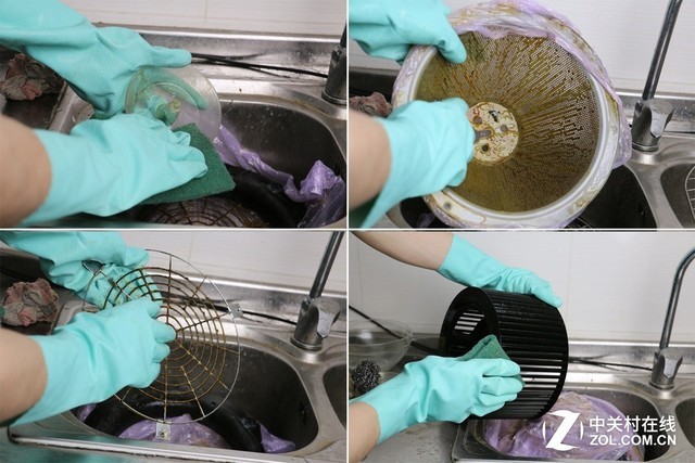 用洗碗布或钢丝球进行擦洗