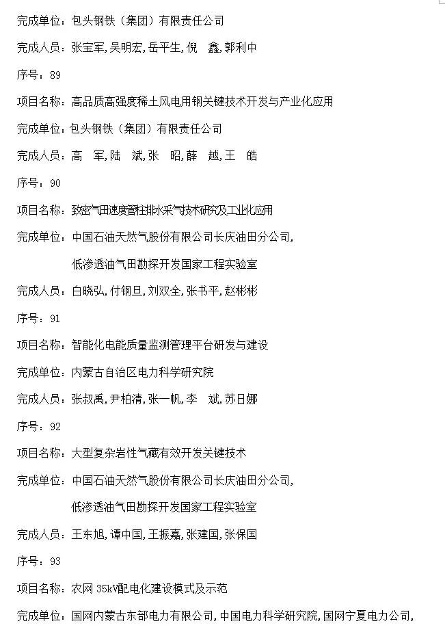 内蒙古自治区人民政府关于2016年度自治区科学技术奖励的决定