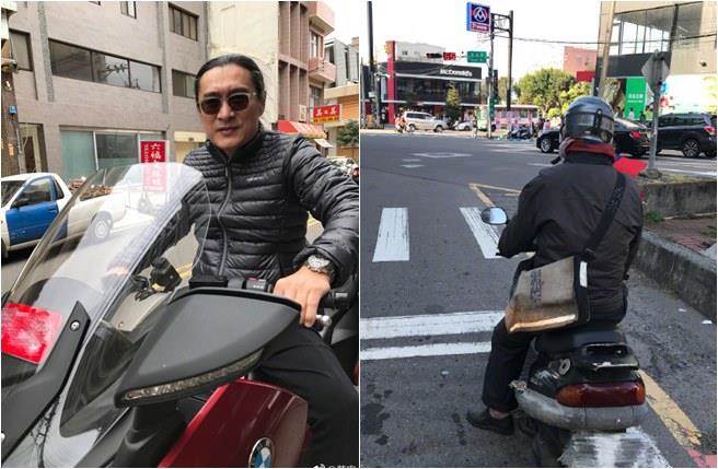黄安骑着摩托车跟踪“台独”分子(图片来源:黄安微博)