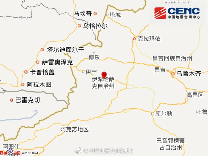 新疆伊犁州尼勒克县发生4.2级地震 震源深度6千米