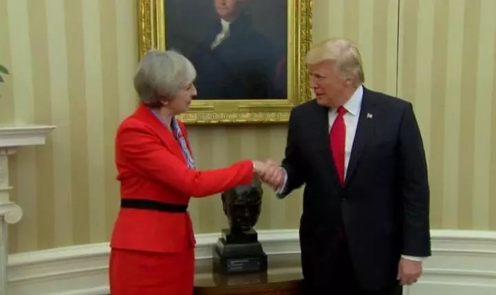 ▲资料图片:美国总统特朗普会见来访的英国首相特雷莎·梅。(CNN)