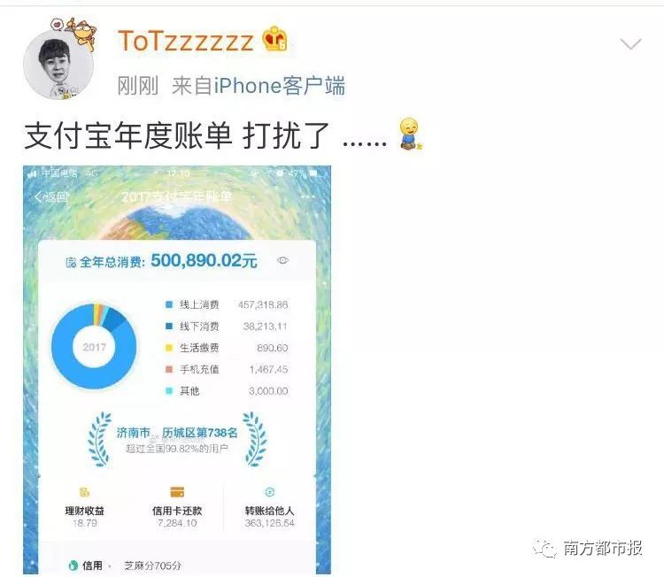 支付宝2017年度账单来了!沈阳人你是否有一种