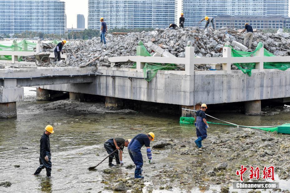 三亚未批先建的“海上餐厅”主体建筑已拆除完毕