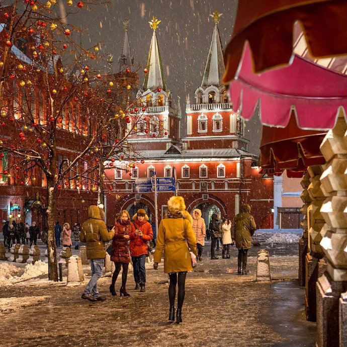 莫斯科红场的雪夜