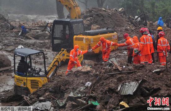 印度喀拉拉邦山体滑坡死亡人数升至43人 仍有多人失踪