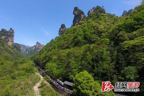 航拍的世界自然遗产湖南张家界武陵源风景区。