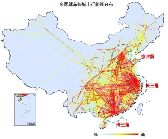 图10-1 2018年春运期间全国驾车跨城出行区域分布