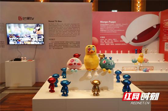 “湘影”展区,芒果崽等吉祥物萌感十足。