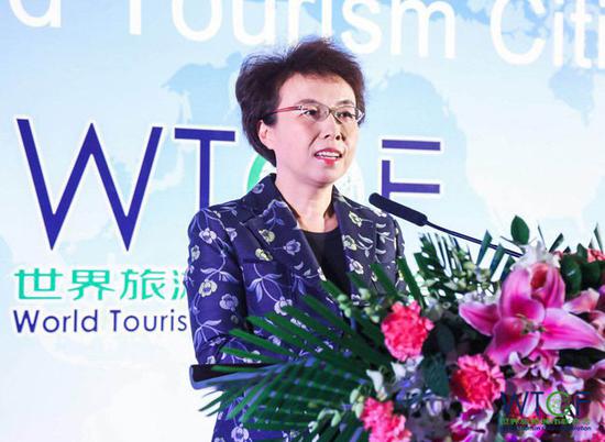 世界旅游城市联合会理事会执行副主席、北京市副市长程红在工作交流会上致辞