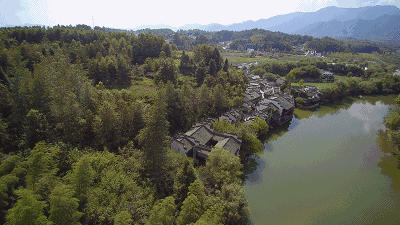 航拍徽韵秀里 俯瞰山水老宅