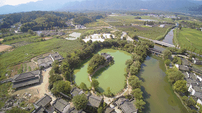 航拍徽韵秀里 俯瞰山水老宅