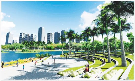 海口万绿园内湖改造效果图。 海报集团全媒体中心记者 胡诚勇 翻拍