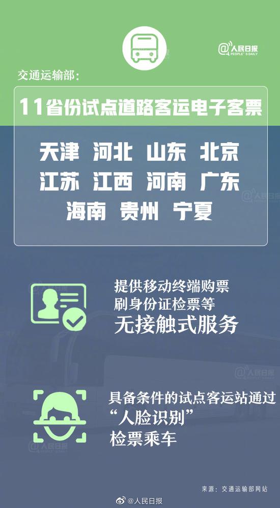 交通运输部决定在11省市试点道路客运刷脸乘车