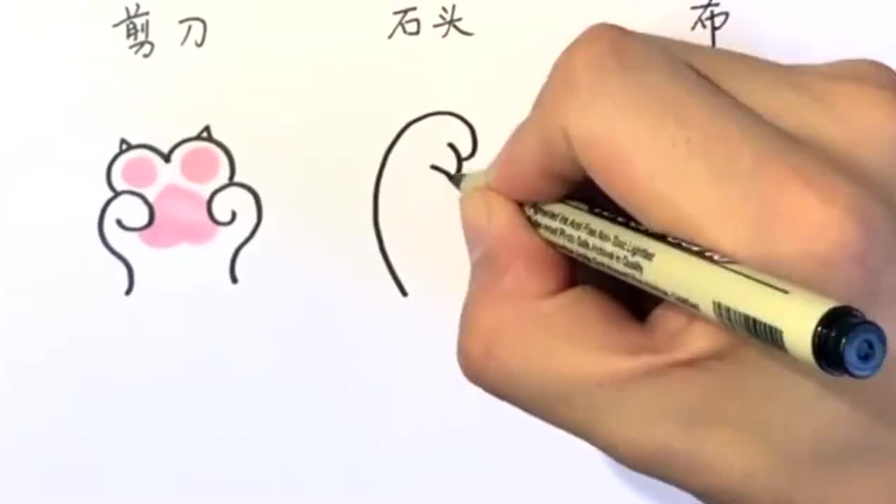 10秒画可爱的石头剪刀布猫爪的教程来了