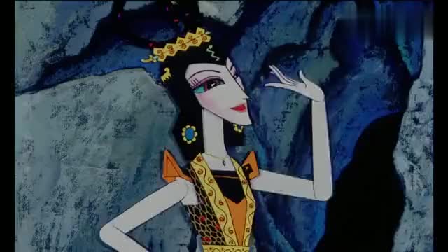 葫芦兄弟:蛇精终于出来了,看来听开心啊,在山洞里来回
