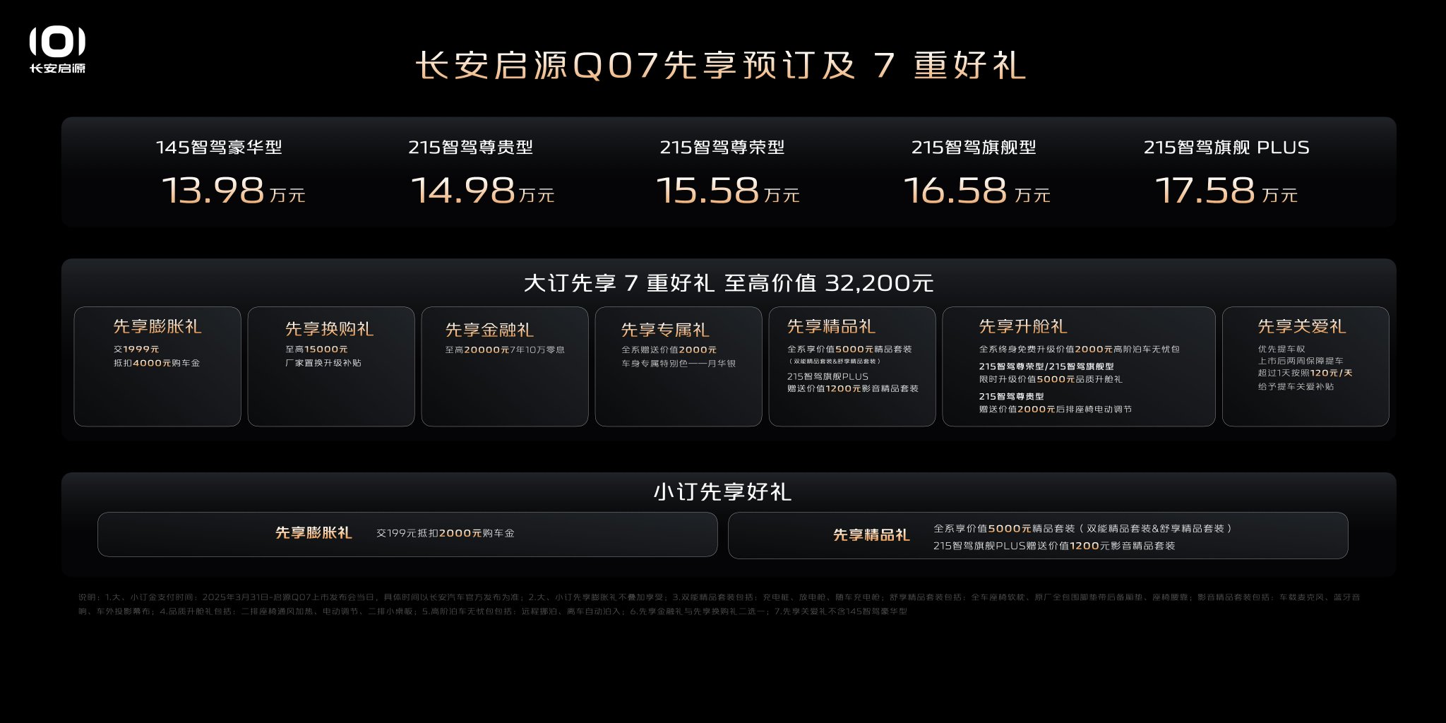 长安启源Q07将于4月23日正式上市 抢先预订价13.98万起
