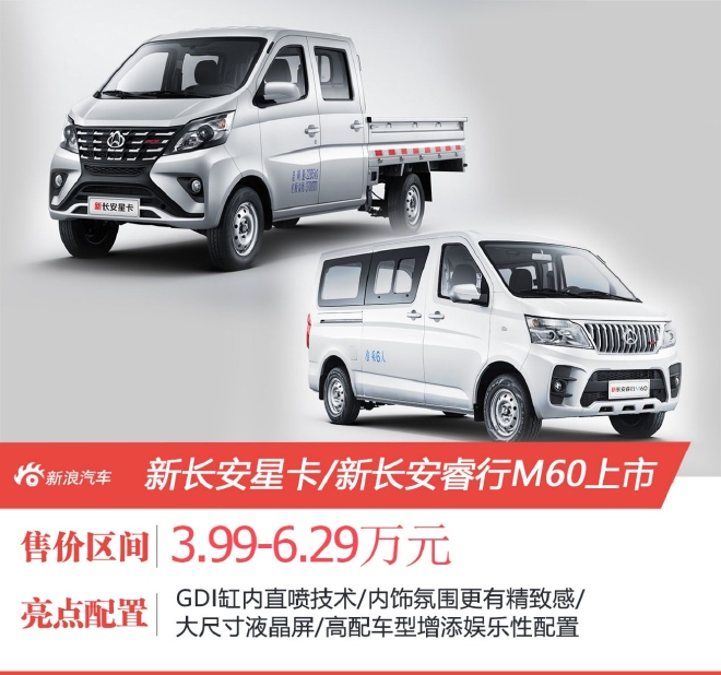 3.99万起 新长安星卡/新长安睿行M60上市