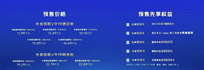 长安凯程V919开启预售 预售11.99-22.89万元