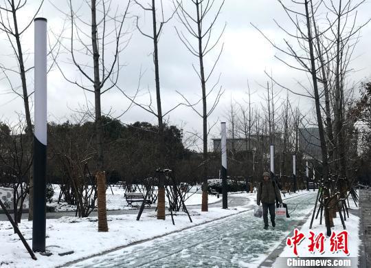 图为城市有明显积雪。 崔佳明 摄