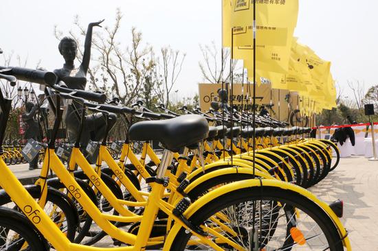 ofo共享单车锡城首个推荐停车点 落地博大·摩