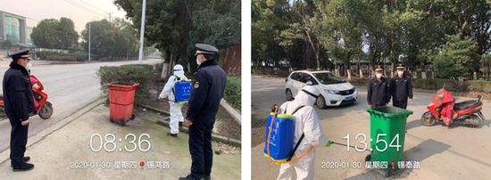 联合环卫部门对垃圾桶进行消毒