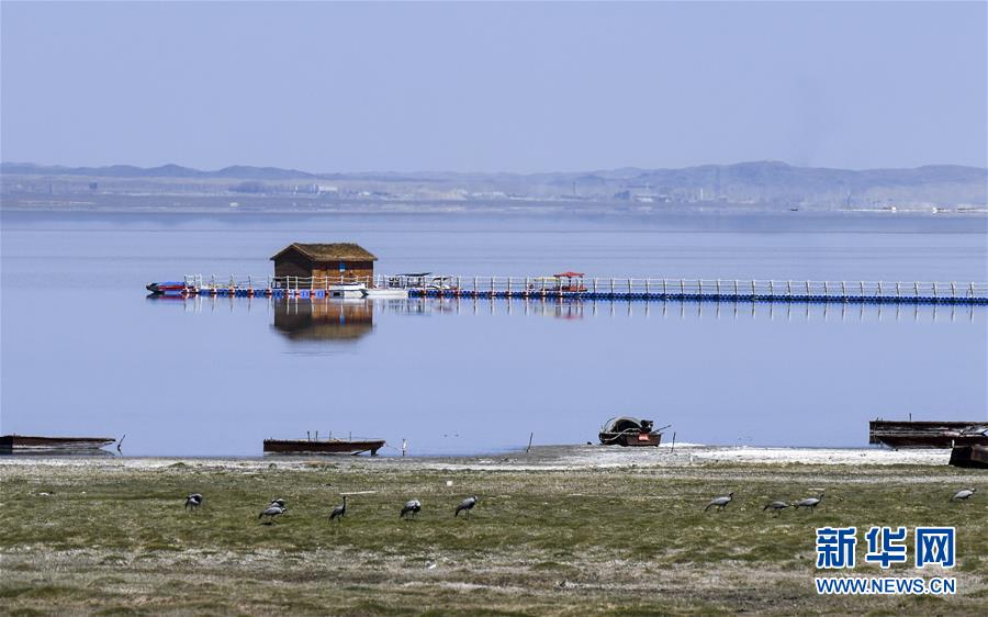 远观巴里坤湖美景(4月27日摄)。 新华社记者 赵戈 摄