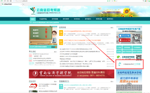 云南省招考频道页面