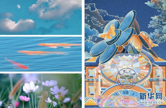 云大版“香水”月与蓝,前调:柔云白月;中调:清水游鱼;后调:波斯菊。新华网发(云南大学供图)