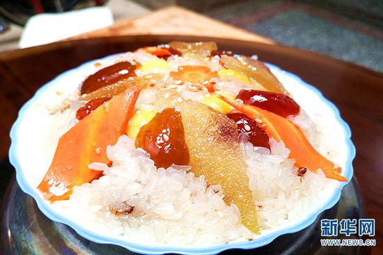 让人回味无穷的八宝饭(9月10日摄)。新华网发(杨宝英 摄)