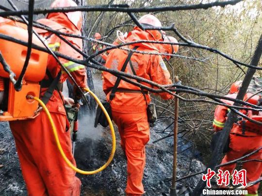 图为火灾现场。昆明市森林防火指挥部办公室官微截图