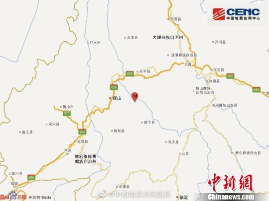 图为中国地震台网速报图。中国地震台网官方微博截图
