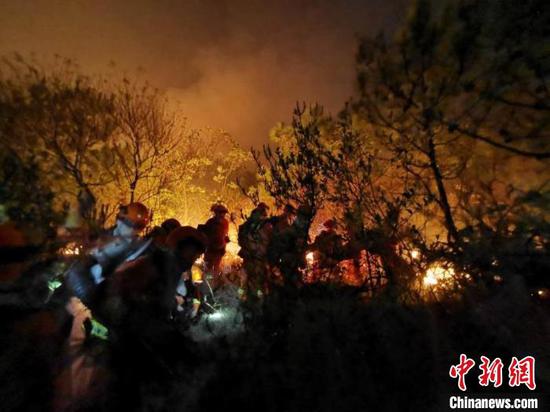 图为森林消防在火场扑火。云南森林消防总队供图