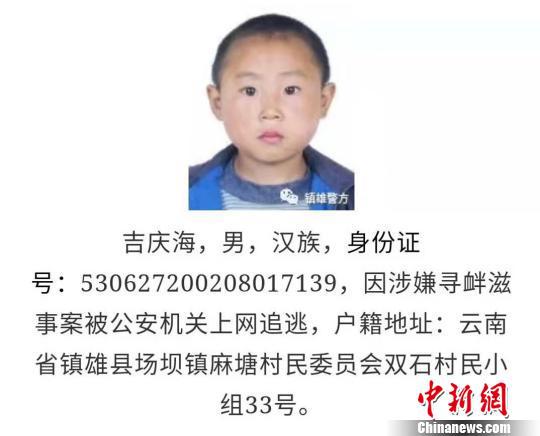图为公告截图。 镇雄警方 摄