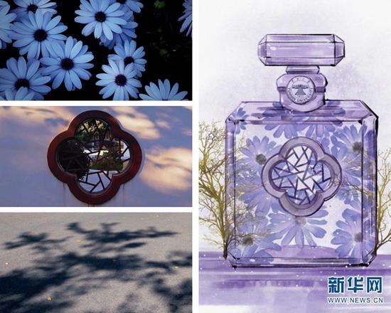 云大版“香水”潋滟紫韵,前调:深紫幽菊;中调:古式围墙;后调:暗香疏影。新华网发(云南大学供图)