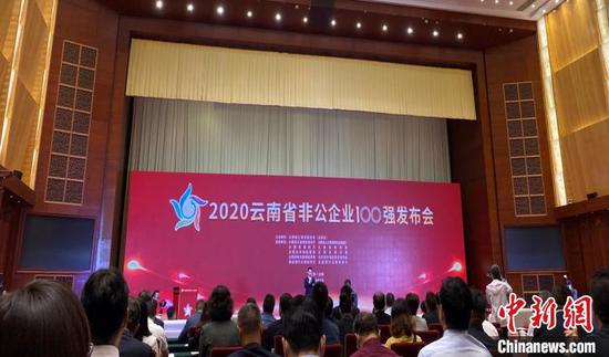 图为2020云南非公企业100强发布会现场。 孙宁萌 摄