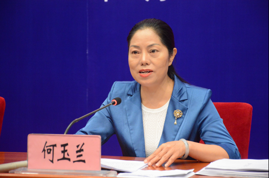 中共丽江市委副书记、宣传部长何玉兰发布新闻 赵嘉 摄