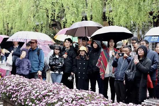 游客市民纷纷驻足观看