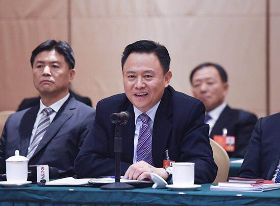 全国人大代表、一汽集团董事长徐留平接受采访 人民网记者 胡挹工摄
