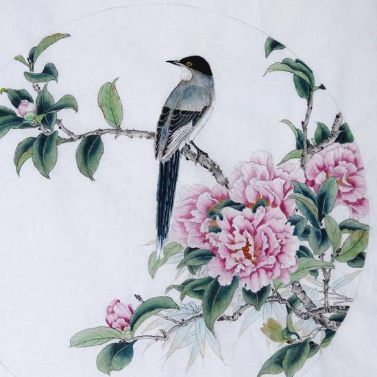 绘画作品《鸟语花香》