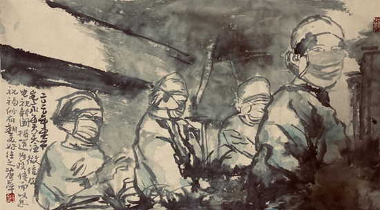 蒋丽萍《战“疫”必须胜》85×45cm