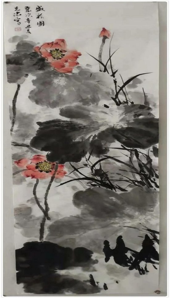 △如克忠的中国画作品《盛荷图》