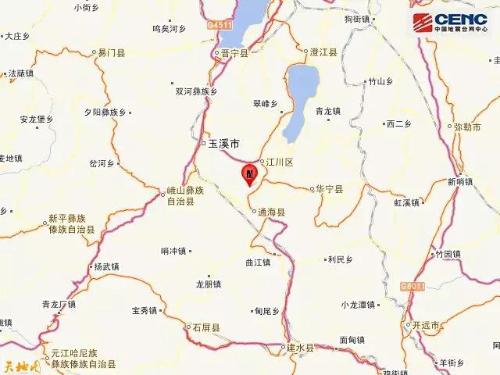 图中红点处为震中位置