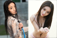 同济校花置身麦田神情陶醉