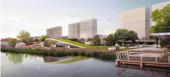 建筑沿湖透视图