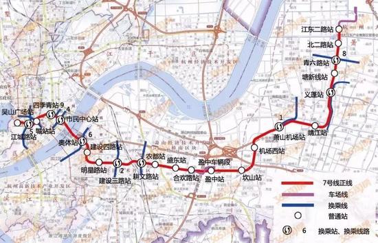 地铁7号线是萧山机场到西湖南线景区的一条捷径。