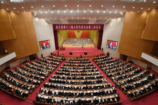 图为浙江省第十三届人民代表大会第二次会议现场。 王刚 摄