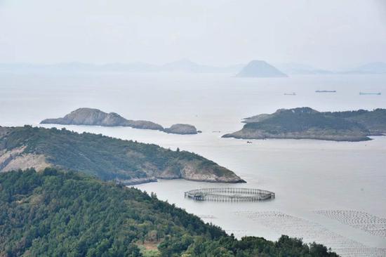 资料图:椒江大陈岛黄鱼养殖网箱 范宇斌 摄