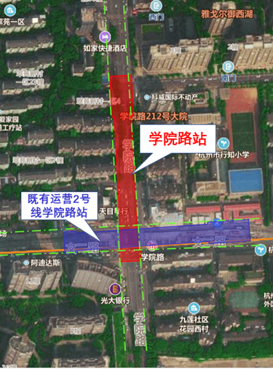 (地铁学院路站平面位置示意图)